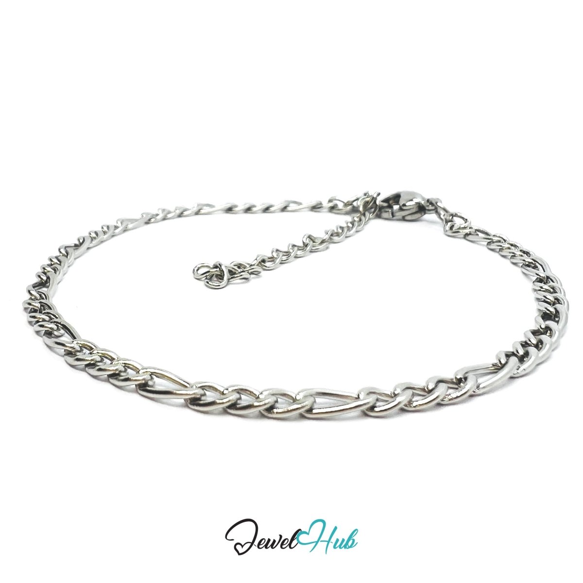 Silver 304 Stainless Steel Curb Chain Bracelet – 2.8mm Minimalist Everyday Design - JewelHub.co.uk