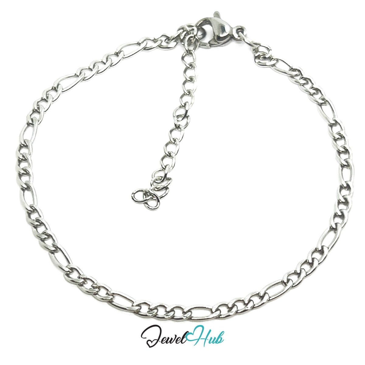 Silver 304 Stainless Steel Curb Chain Bracelet – 2.8mm Minimalist Everyday Design - JewelHub.co.uk