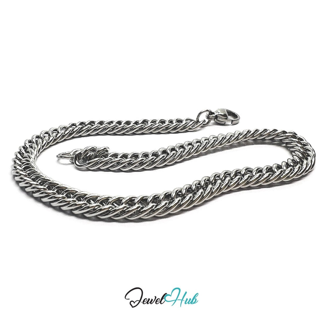 Silver 304 Stainless Steel Curb Chain Bracelet – 4.6mm Minimalist Unisex Design - JewelHub.co.uk