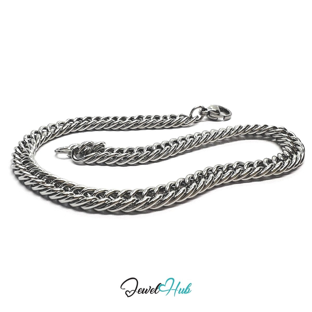 Silver 304 Stainless Steel Curb Chain Bracelet – 4.6mm Minimalist Unisex Design - JewelHub.co.uk