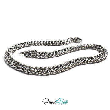Silver 304 Stainless Steel Curb Chain Bracelet – 4.6mm Minimalist Unisex Design - JewelHub.co.uk