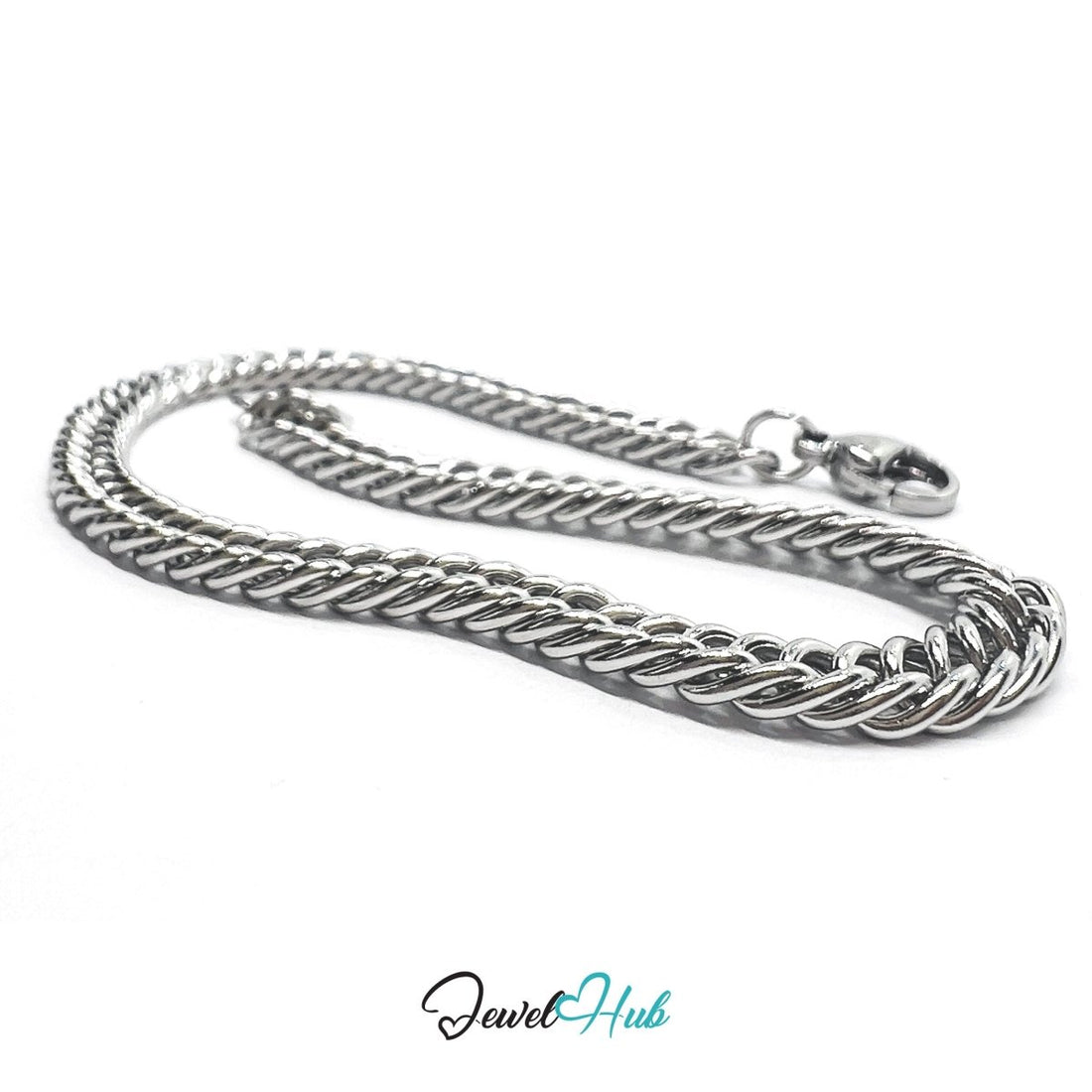 Silver 304 Stainless Steel Curb Chain Bracelet – 4.6mm Minimalist Unisex Design - JewelHub.co.uk