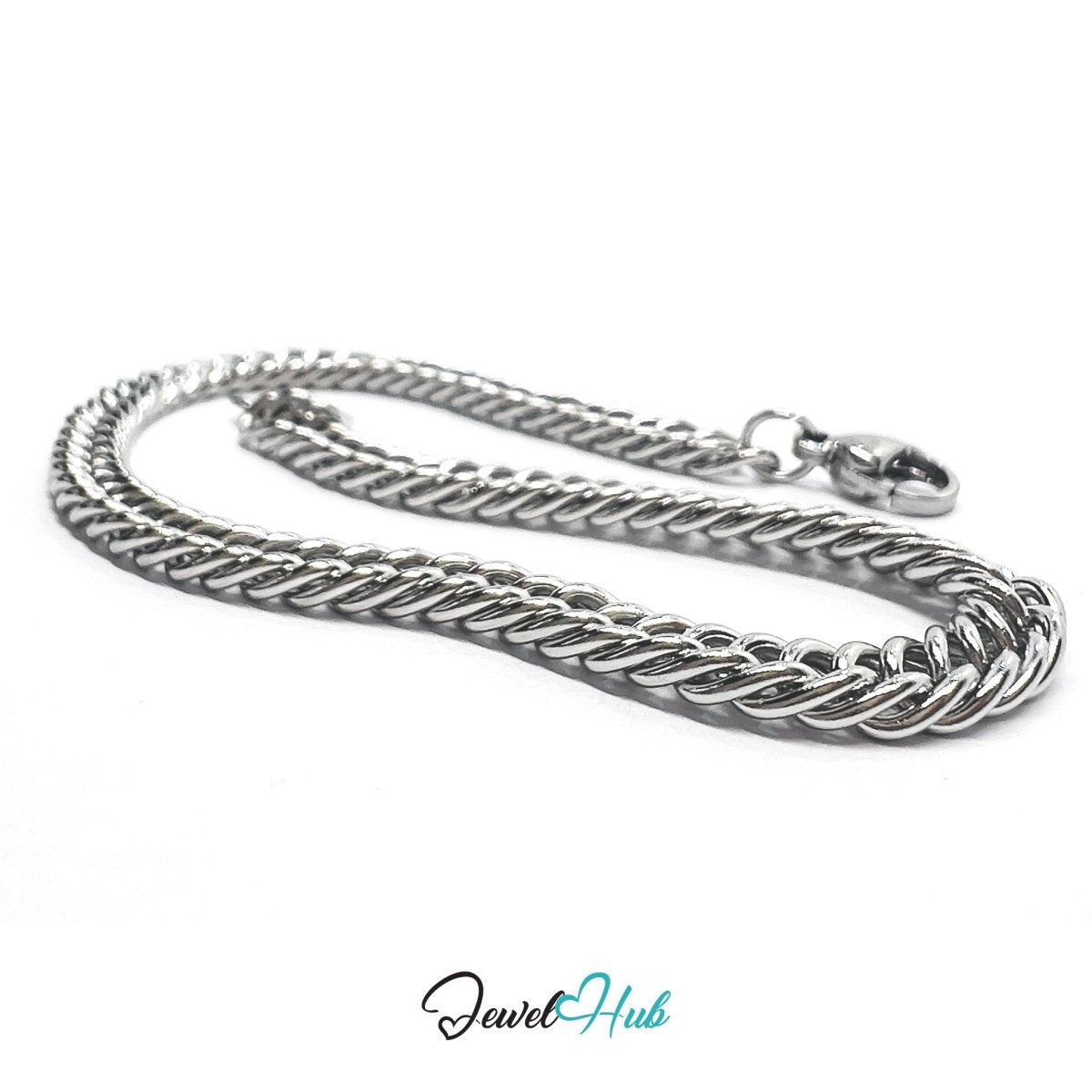 Silver 304 Stainless Steel Curb Chain Bracelet – 4.6mm Minimalist Unisex Design - JewelHub.co.uk