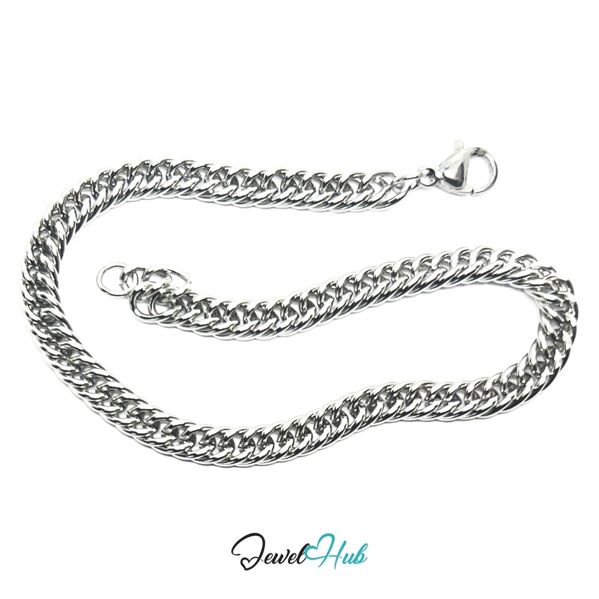 Silver 304 Stainless Steel Curb Chain Bracelet – 4.6mm Minimalist Unisex Design - JewelHub.co.uk