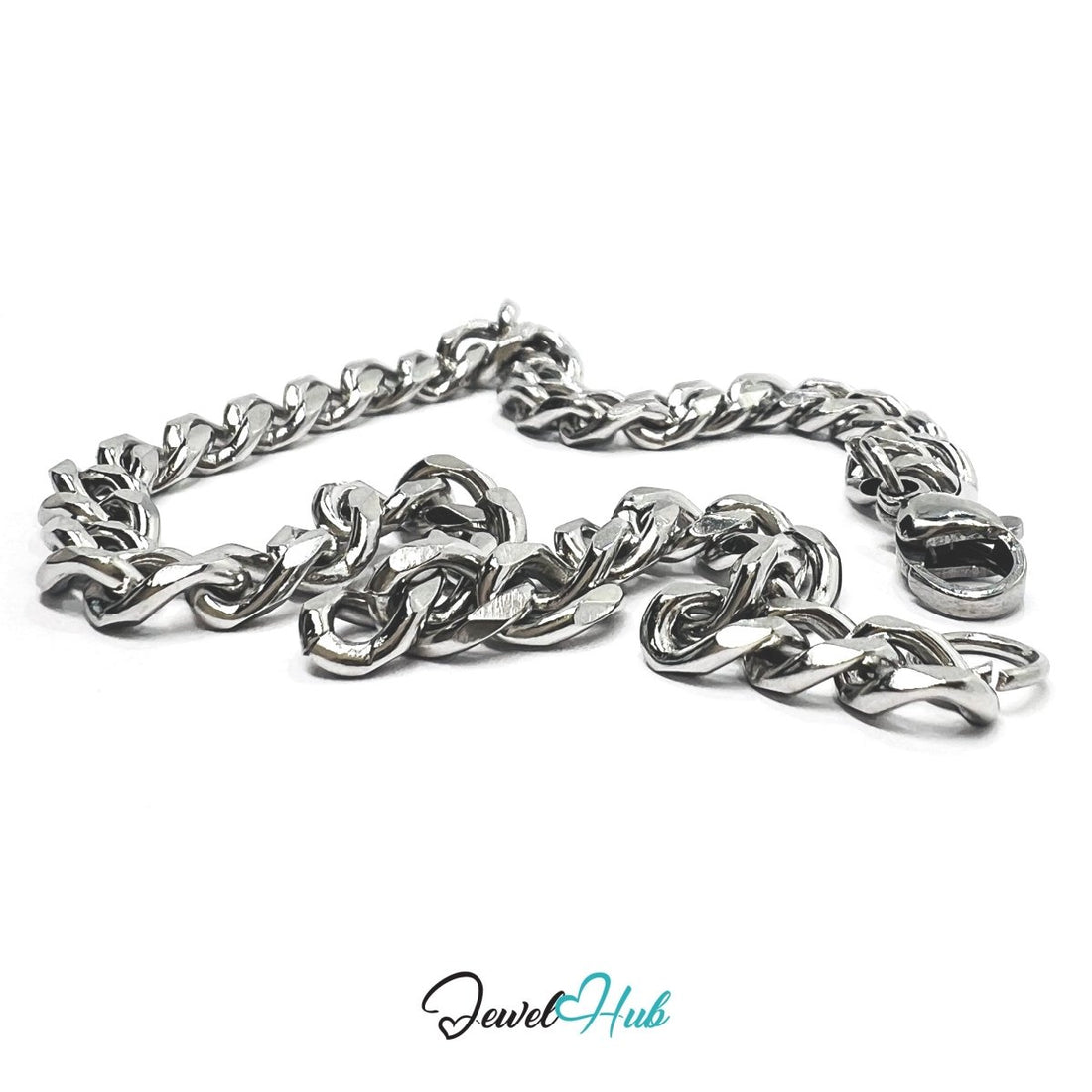 Silver 304 Stainless Steel Curb Chain Bracelet – 5mm Minimalist Unisex Design - JewelHub.co.uk