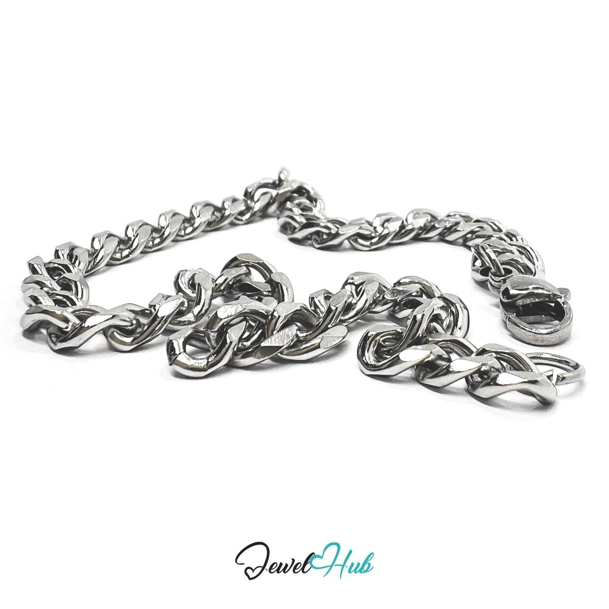 Silver 304 Stainless Steel Curb Chain Bracelet – 5mm Minimalist Unisex Design - JewelHub.co.uk