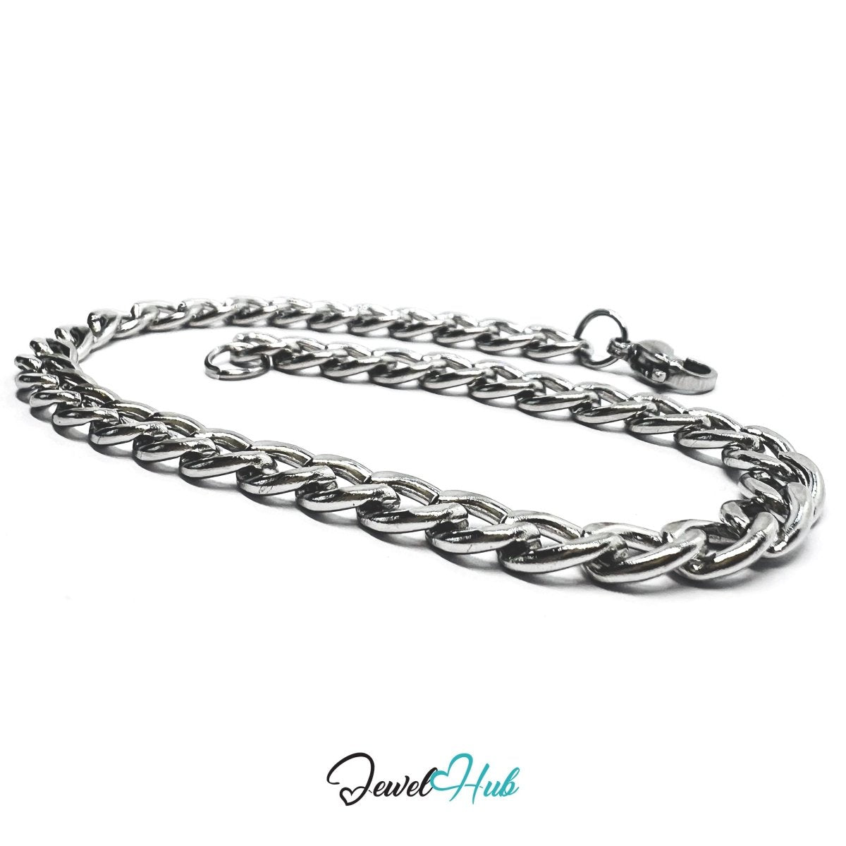 Silver 304 Stainless Steel Curb Chain Bracelet – 5mm Minimalist Unisex Design - JewelHub.co.uk
