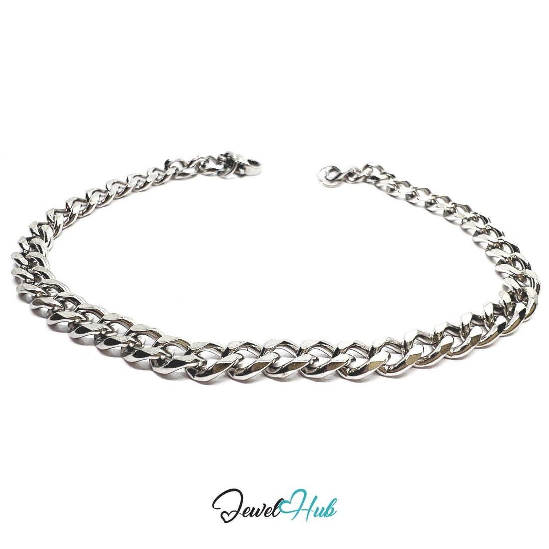 Silver 304 Stainless Steel Curb Chain Bracelet – 5mm Minimalist Unisex Design - JewelHub.co.uk