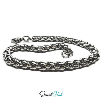 Silver 304 Stainless Steel Interlocking Ring Bracelet – 4.5mm Minimalist Statement Chain - JewelHub.co.uk