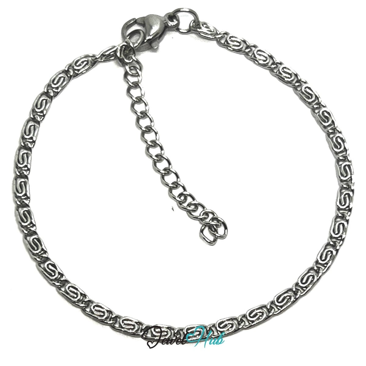 Silver 304 Stainless Steel Intertwined Link Bracelet – 2.5mm Delicate Ornate Design - JewelHub.co.uk