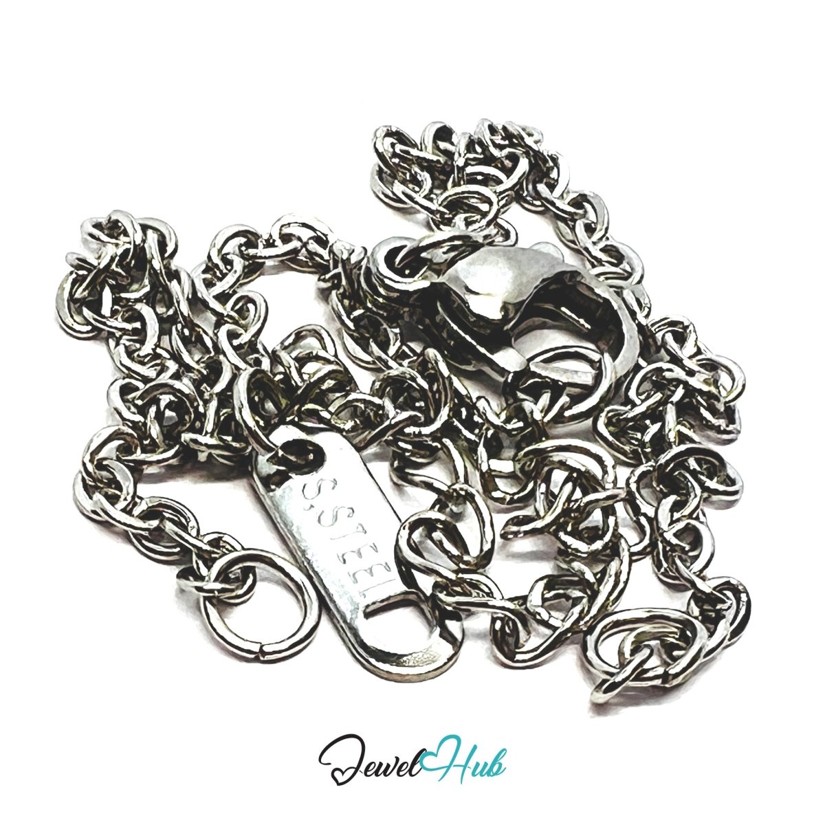 Silver 304 Stainless Steel MiniCharm™ Base Chain – 1.5mm Delicate Adjustable Bracelet - JewelHub.co.uk