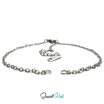 Silver 304 Stainless Steel MiniCharm™ Base Chain – 1.5mm Delicate Adjustable Bracelet - JewelHub.co.uk