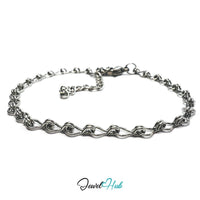 Silver 304 Stainless Steel Wave‑Link Bracelet