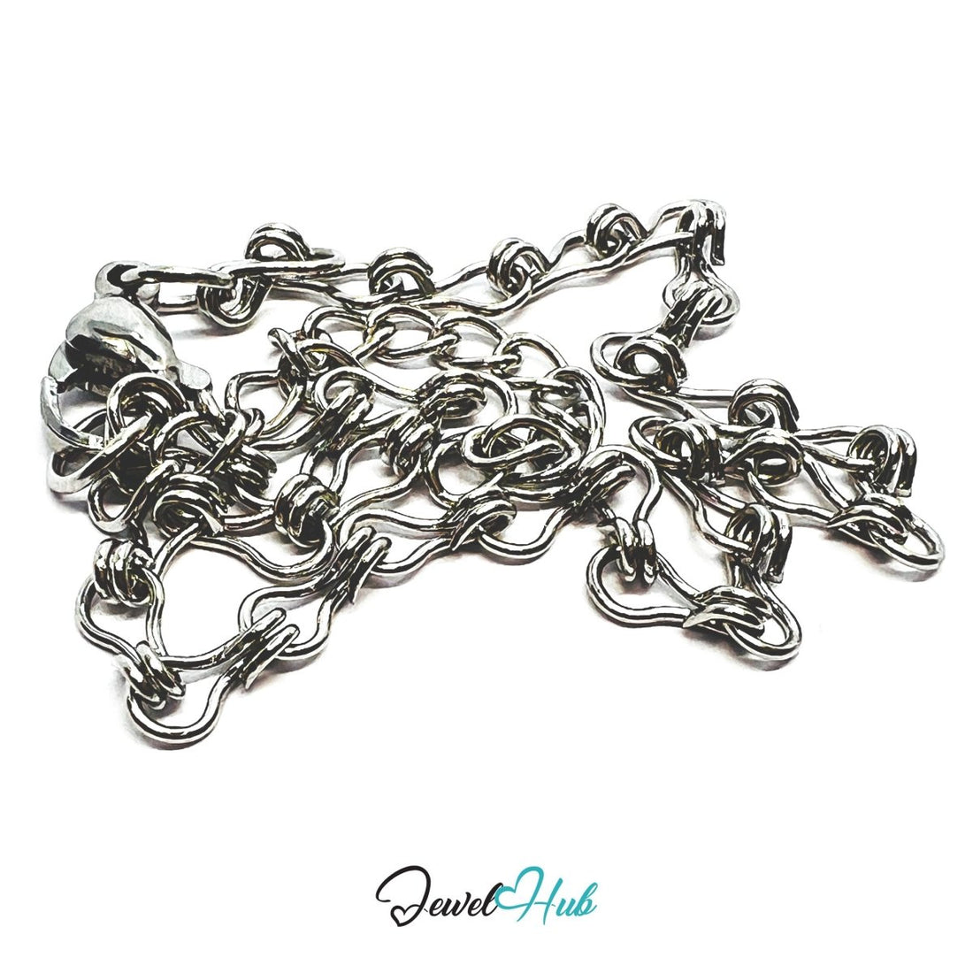 Silver 304 Stainless Steel Wave‑Link Bracelet – 3mm Delicate Modern Design - JewelHub.co.uk