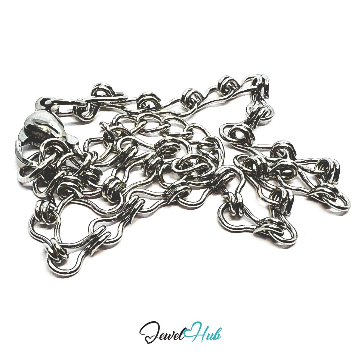 Silver 304 Stainless Steel Wave‑Link Bracelet – 3mm Delicate Modern Design - JewelHub.co.uk
