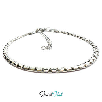 Silver 316L Stainless Steel Chain Bracelet – 2.5mm Minimalist Polished Link Design - JewelHub.co.uk