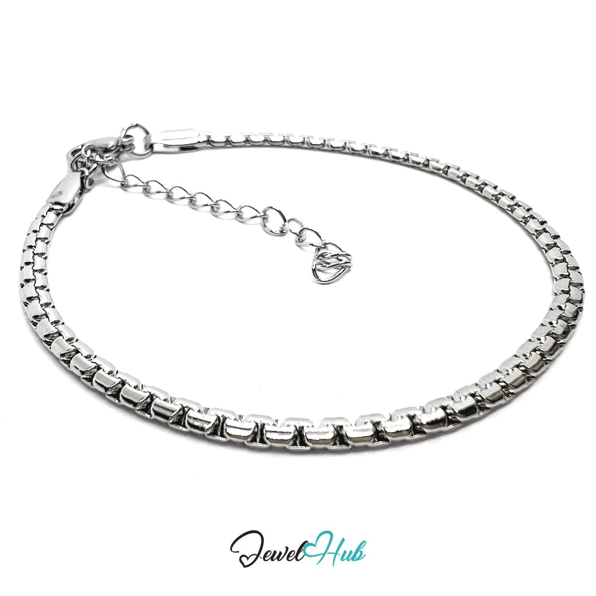 Silver 316L Stainless Steel Chain Bracelet – 2.5mm Minimalist Polished Link Design - JewelHub.co.uk