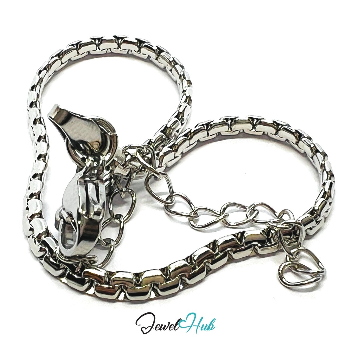 Silver 316L Stainless Steel Chain Bracelet – 2.5mm Minimalist Polished Link Design - JewelHub.co.uk