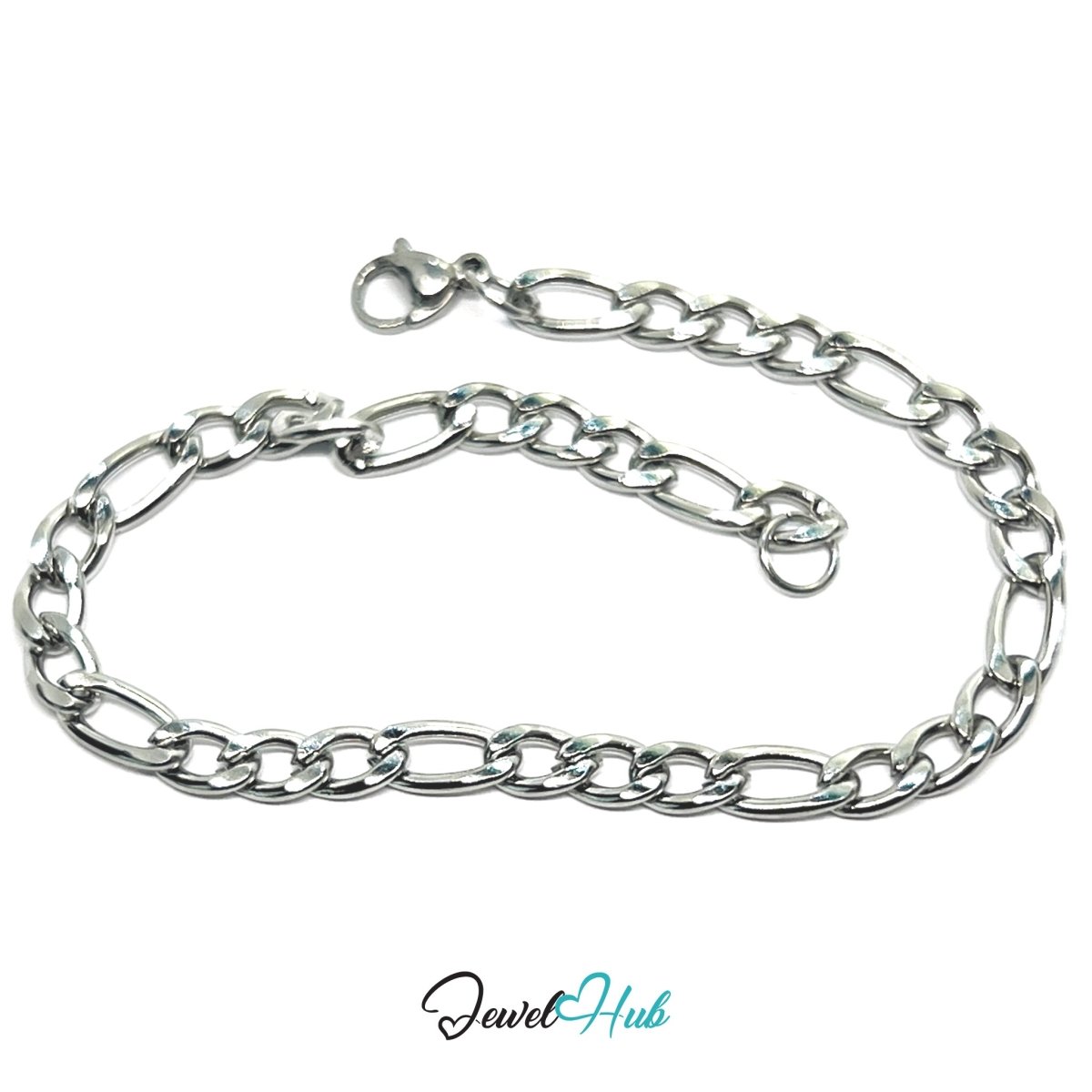 Silver 316L Stainless Steel Curb Chain Bracelet – 5mm Minimalist Premium Design - JewelHub.co.uk