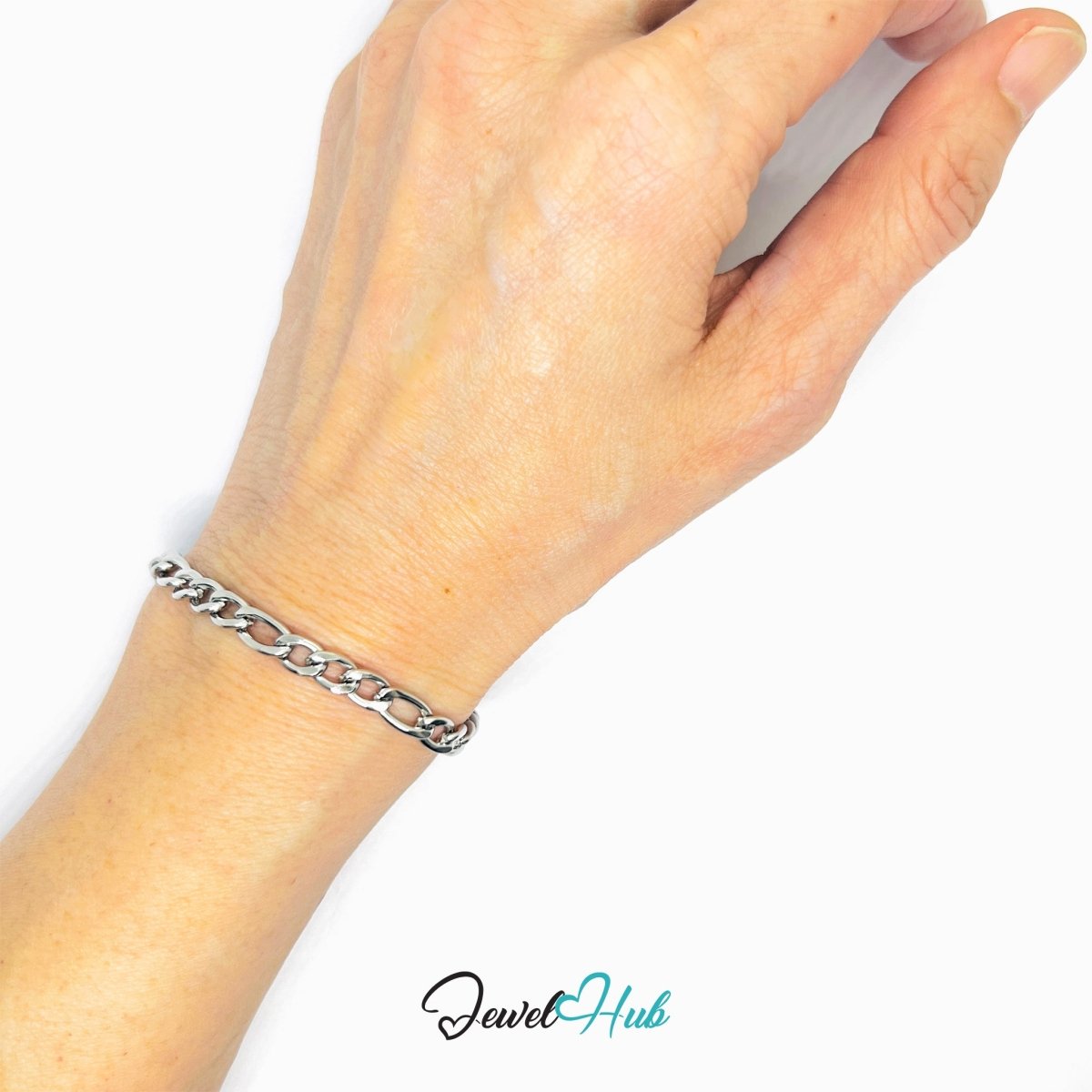 Silver 316L Stainless Steel Curb Chain Bracelet – 5mm Minimalist Premium Design - JewelHub.co.uk
