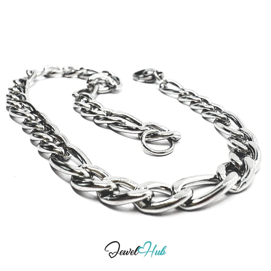 Silver 316L Stainless Steel Curb Chain Bracelet – 5mm Minimalist Premium Design - JewelHub.co.uk