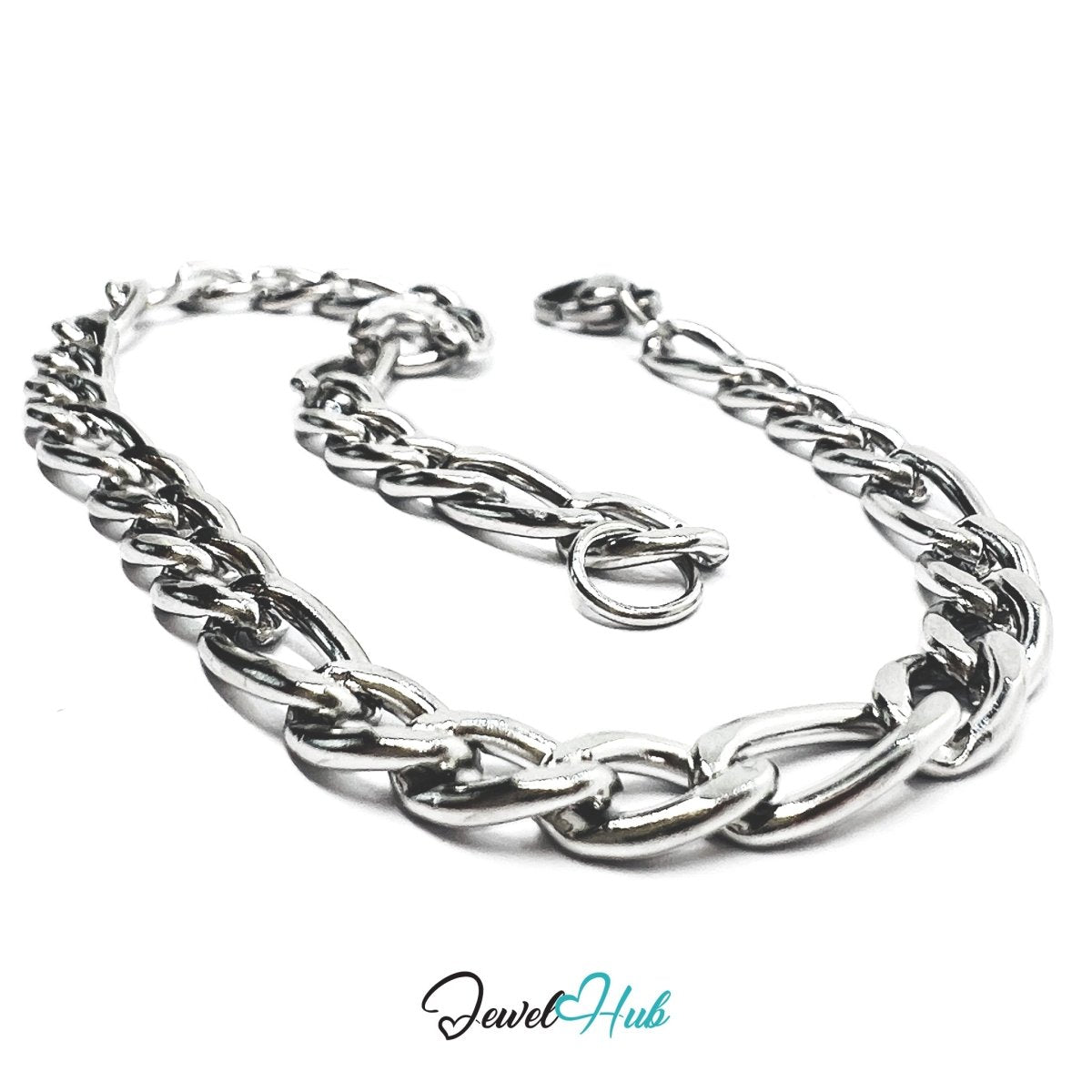 Silver 316L Stainless Steel Curb Chain Bracelet – 5mm Minimalist Premium Design - JewelHub.co.uk