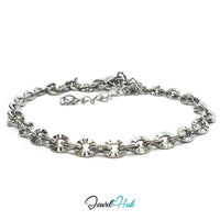 Silver 316L Stainless Steel Floral Link Brace