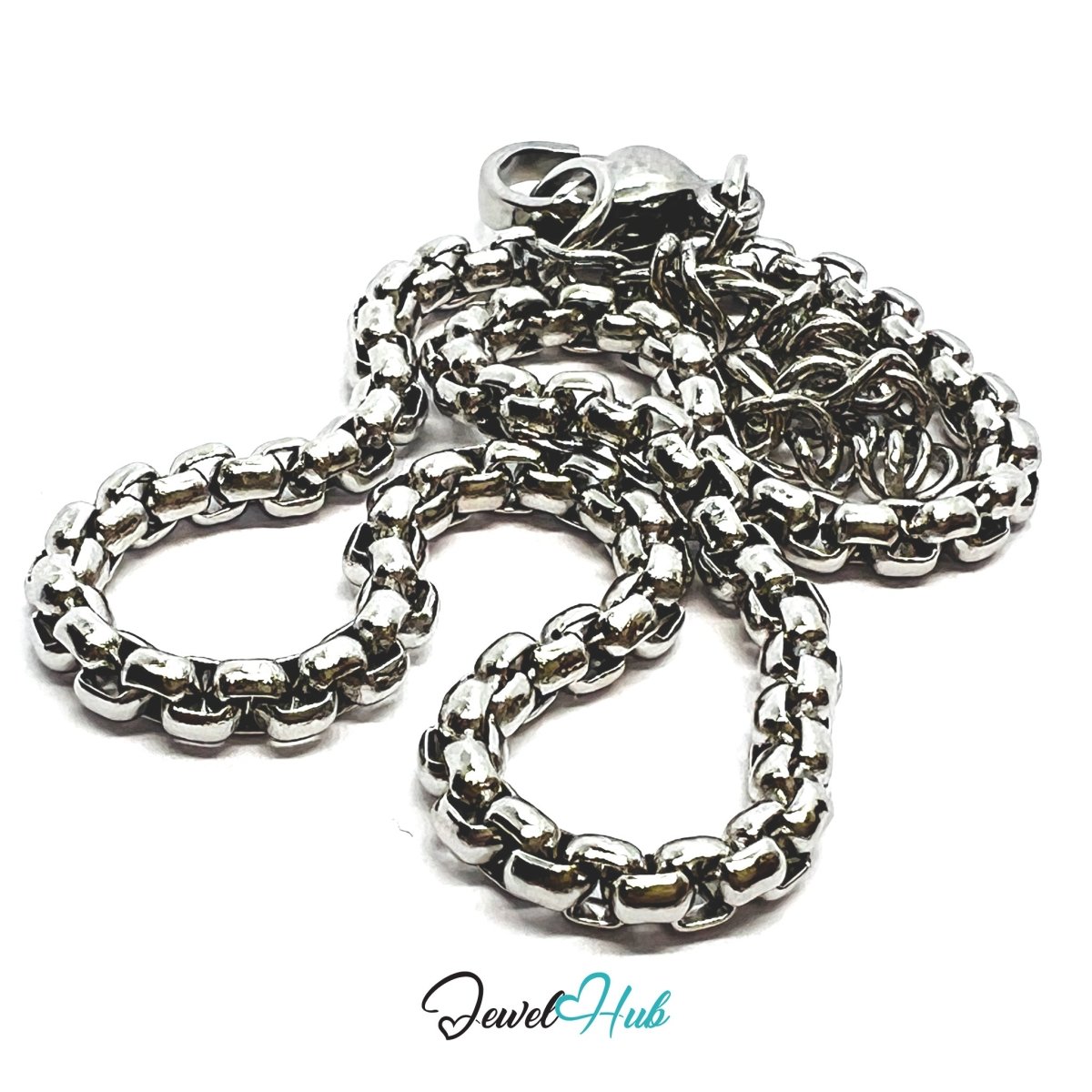 Silver 316L Stainless Steel Interlocking Ring Bracelet – 2mm Minimalist Delicate Chain - JewelHub.co.uk