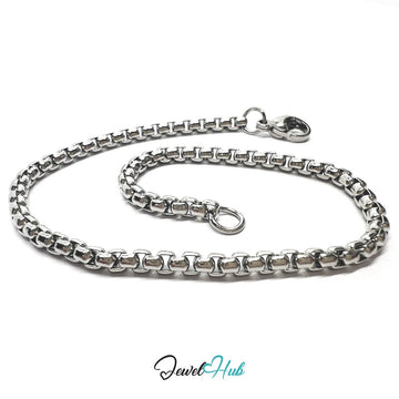 Silver 316L Stainless Steel Interlocking Ring Bracelet – 3.5mm Minimalist Premium Chain - JewelHub.co.uk
