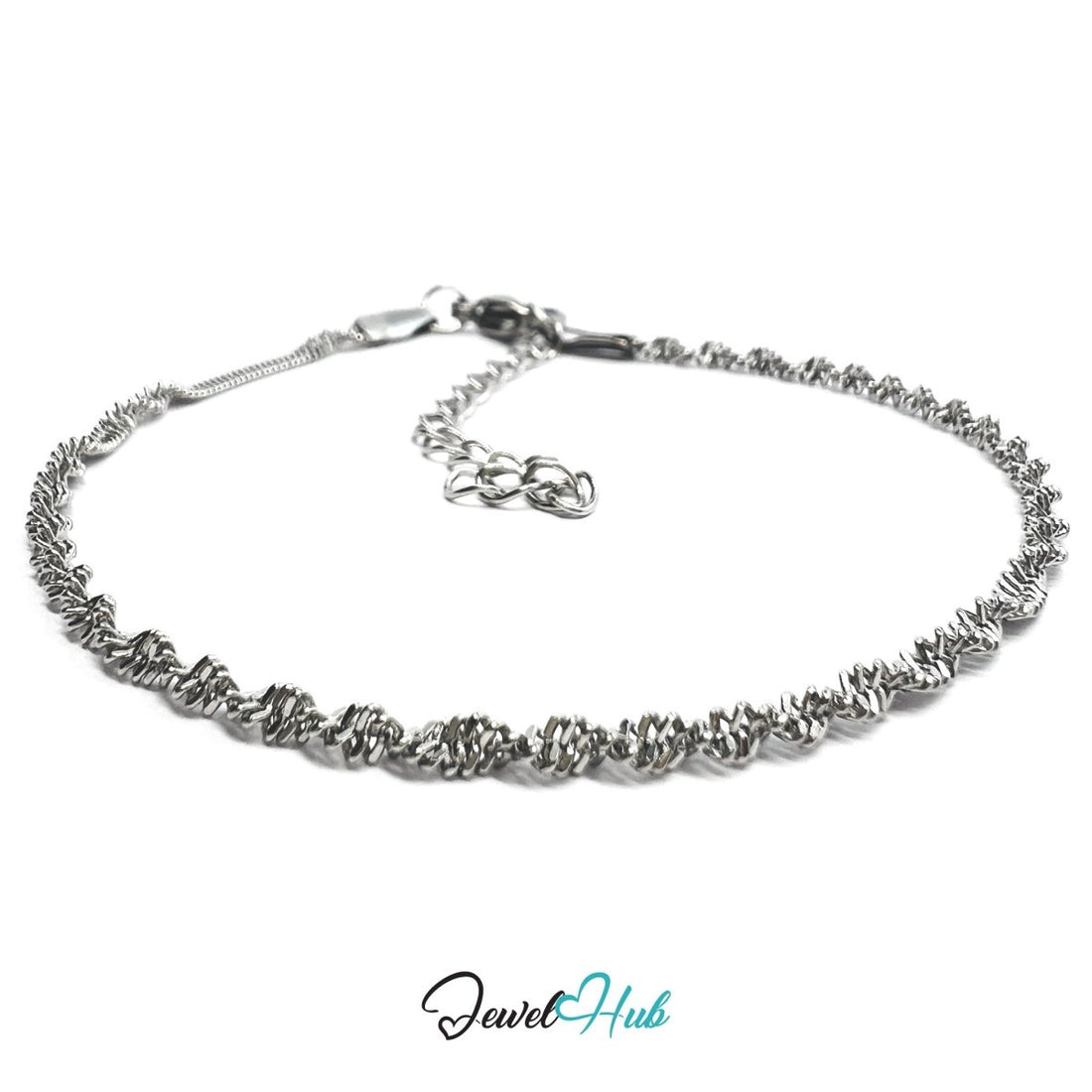 Silver 316L Stainless Steel Twisting Chain Bracelet – 1.8mm Minimalist Delicate Design - JewelHub.co.uk