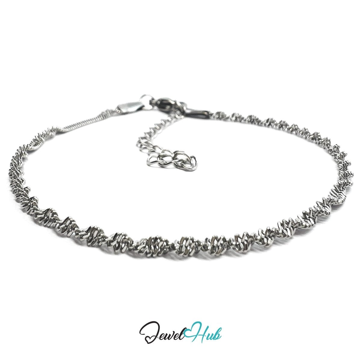 Silver 316L Stainless Steel Twisting Chain Bracelet – 1.8mm Minimalist Delicate Design - JewelHub.co.uk