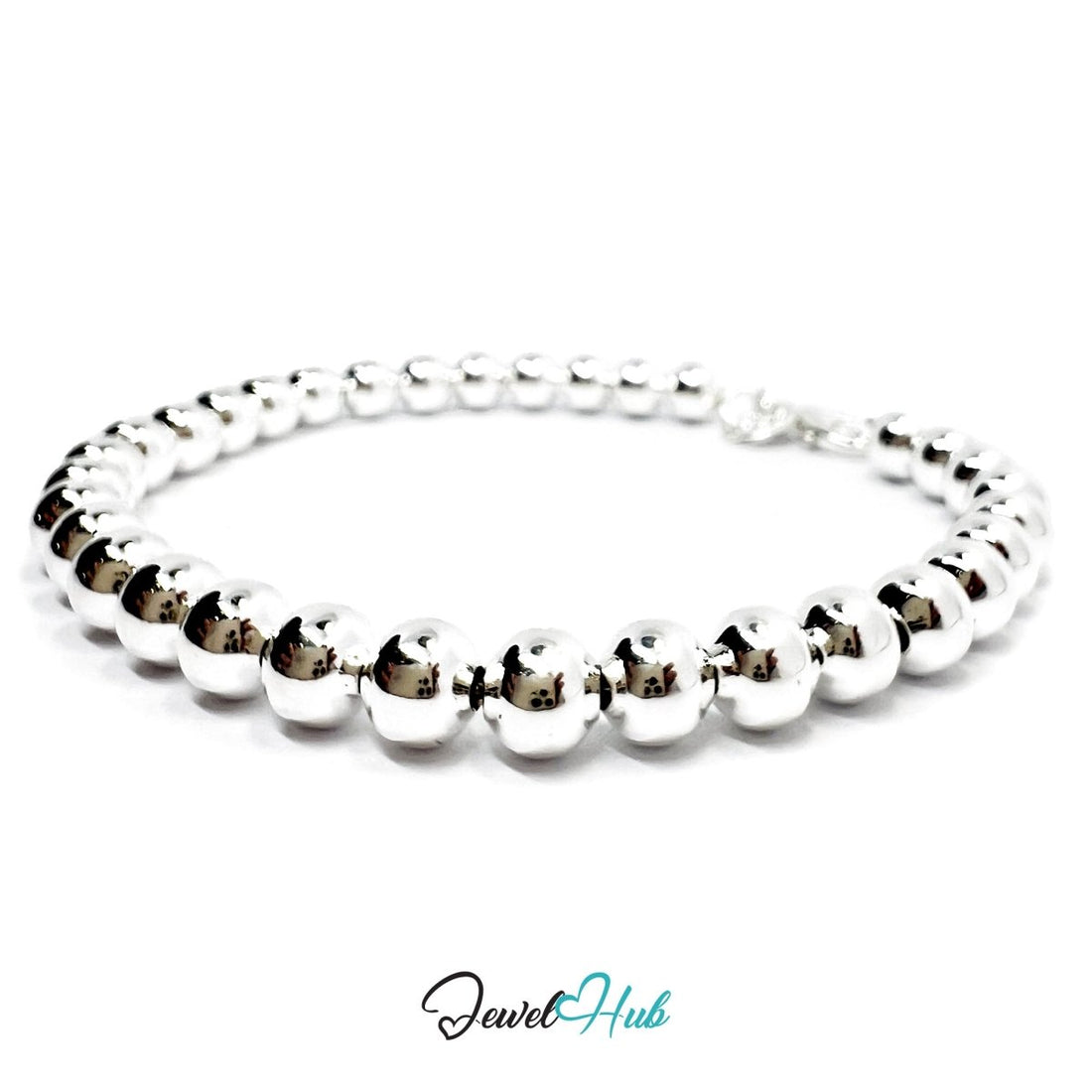 Silver Beaded 925 Sterling Hollow Ball Bracelet – Adjustable - JewelHub.co.uk