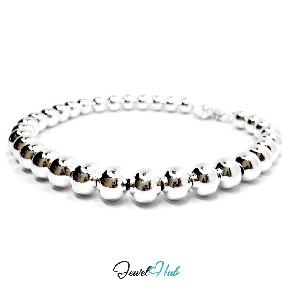 Silver Beaded 925 Sterling Hollow Ball Bracelet – Adjustable - JewelHub.co.uk
