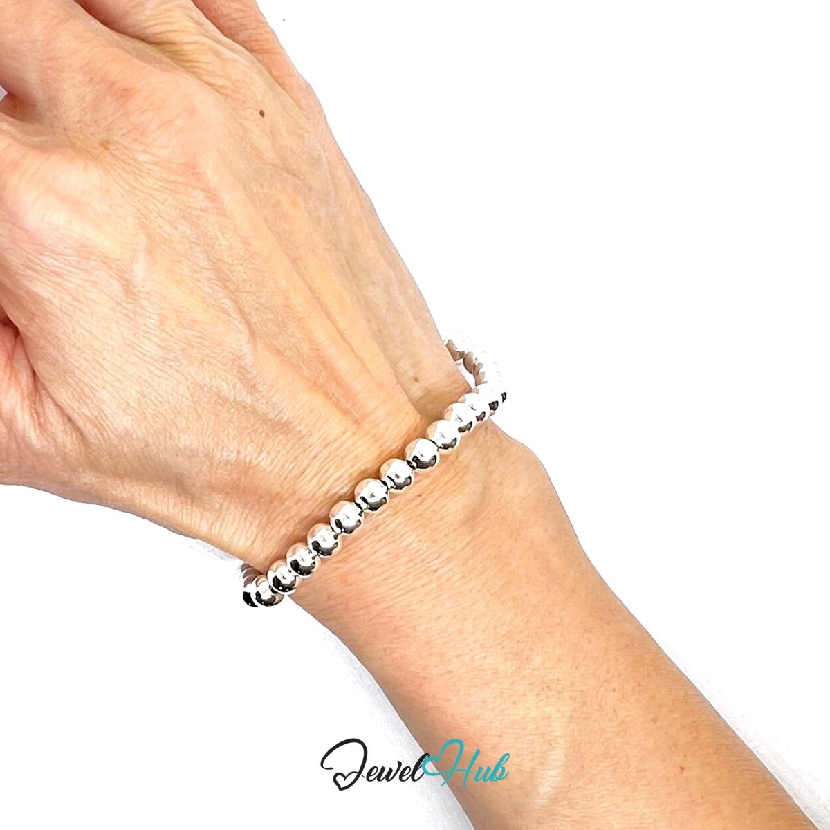 Silver Beaded 925 Sterling Hollow Ball Bracelet – Adjustable - JewelHub.co.uk