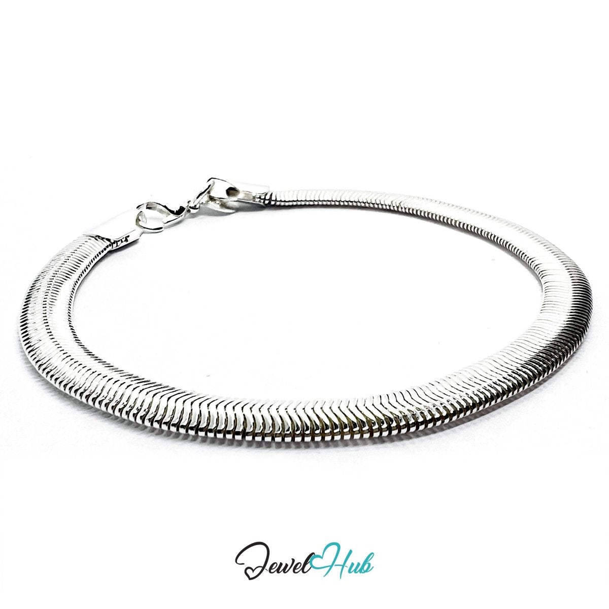 Silver Flow 925 Sterling Flatten Chain Bracelet – Fixed Size - JewelHub.co.uk