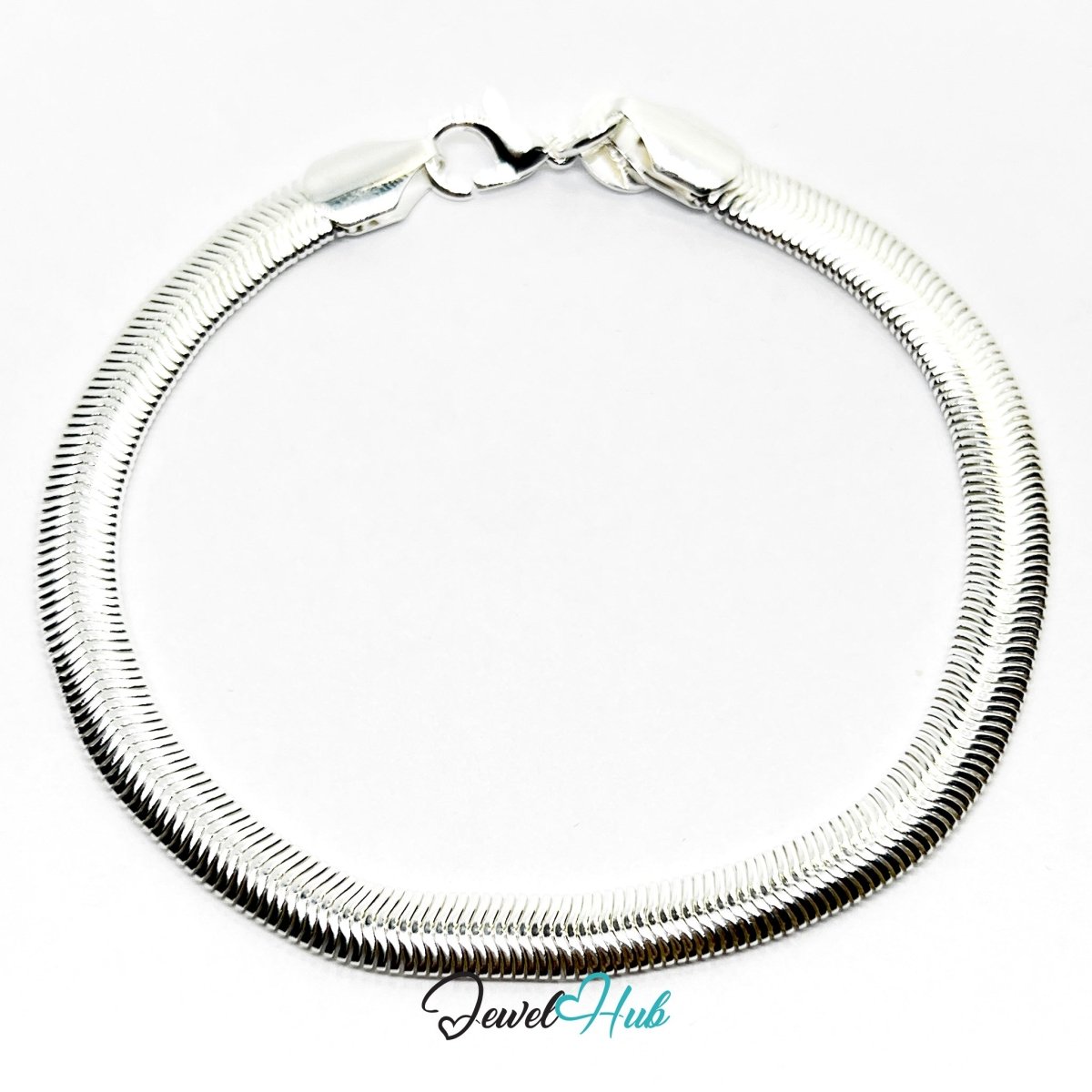 Silver Flow 925 Sterling Flatten Chain Bracelet – Fixed Size - JewelHub.co.uk