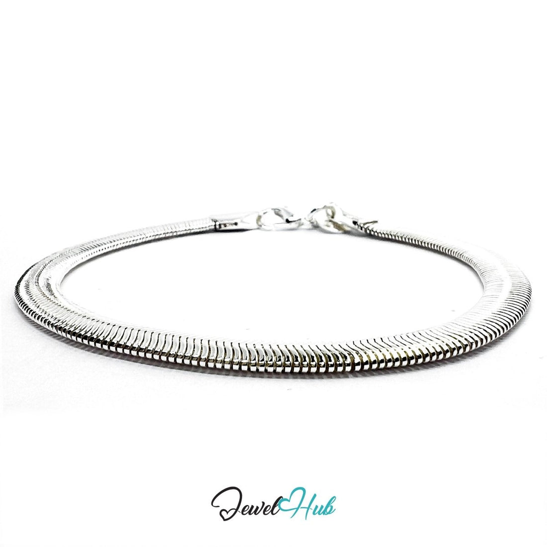 Silver Flow 925 Sterling Flatten Chain Bracelet – Fixed Size - JewelHub.co.uk