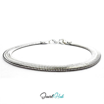 Silver Flow 925 Sterling Flatten Chain Bracelet – Fixed Size - JewelHub.co.uk