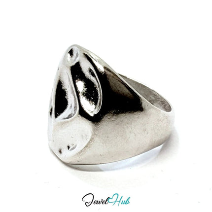 Silver - Plated Abstract Heart Zinc Alloy Ring – Sculptural Emotion for Bold Presence | Fixed Size UK P - JewelHub.co.uk