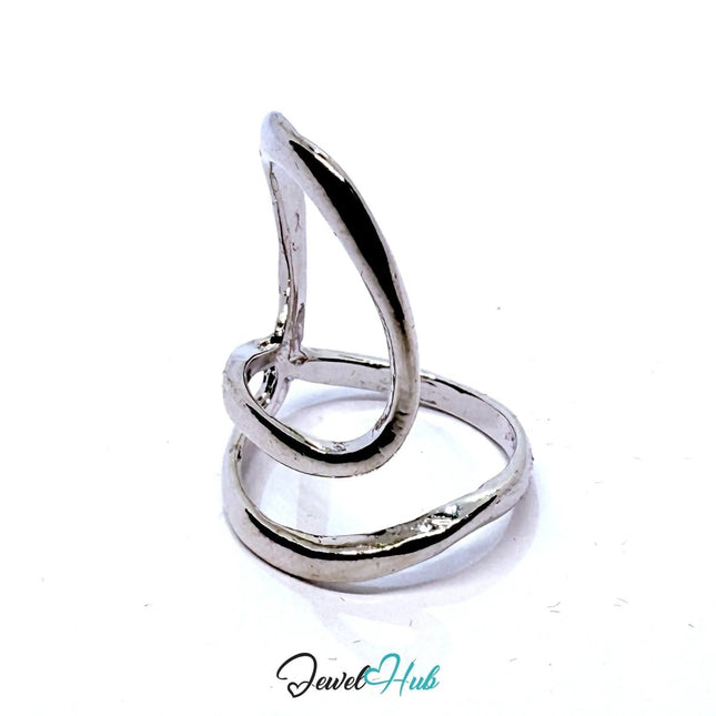 Silver - Plated Abstract Loop Zinc Alloy Ring – Fixed Size P | Things for Teen Statement Jewellery - JewelHub.co.uk