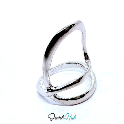 Silver - Plated Abstract Loop Zinc Alloy Ring – Fixed Size P | Things for Teen Statement Jewellery - JewelHub.co.uk