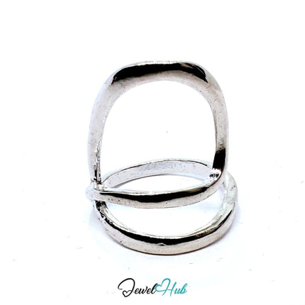 Silver - Plated Abstract Loop Zinc Alloy Ring – Fixed Size P | Things for Teen Statement Jewellery - JewelHub.co.uk