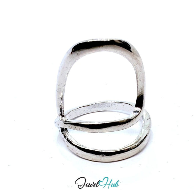 Silver - Plated Abstract Loop Zinc Alloy Ring – Fixed Size P | Things for Teen Statement Jewellery - JewelHub.co.uk