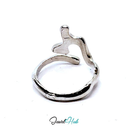 Silver - Plated Abstract Waveform Zinc Ring with Sculptural Crest – Artistic Minimalism for Gen Z Stylists - JewelHub.co.uk