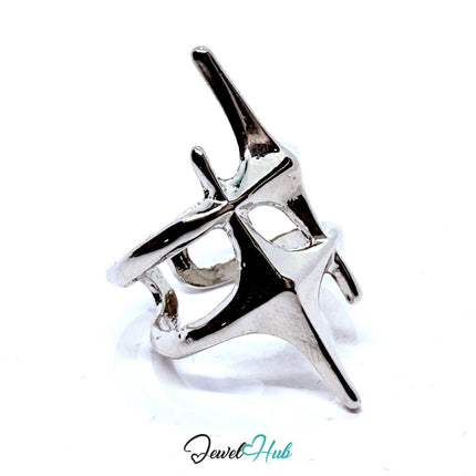 Silver - Plated Antler Twist Zinc Alloy Ring – Sculptural Statement | Adjustable Size L–N | Things for Teen - JewelHub.co.uk
