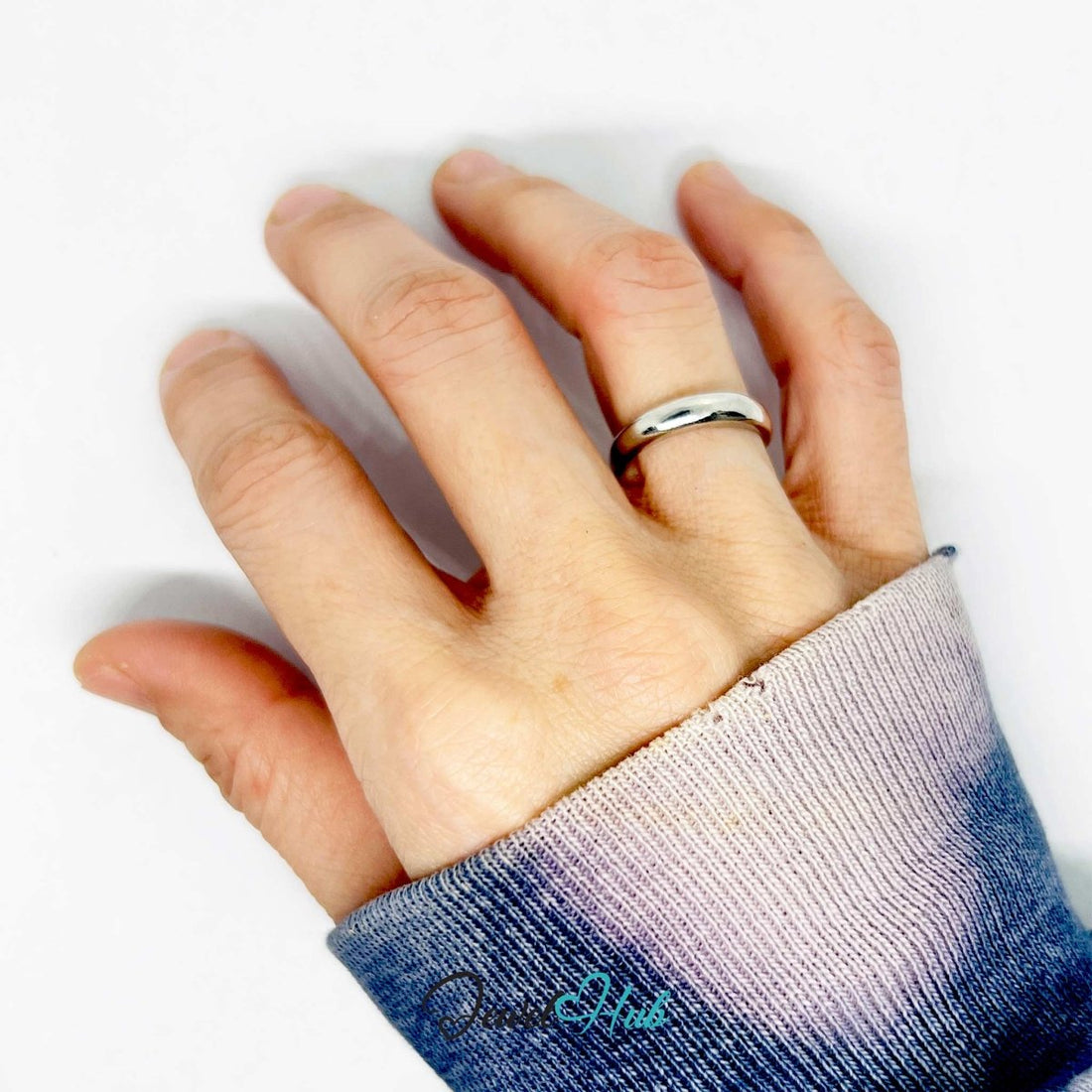 Silver - Plated Crescent Zinc Alloy Ring – Adjustable Band - JewelHub.co.uk