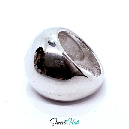 Silver - Plated Dome Zinc Alloy Ring – Bold Mirror Finish for Modern Presence | Fixed Size UK M - JewelHub.co.uk