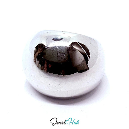 Silver - Plated Dome Zinc Alloy Ring – Bold Mirror Finish for Modern Presence | Fixed Size UK M - JewelHub.co.uk