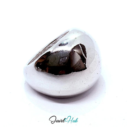 Silver - Plated Dome Zinc Alloy Ring – Bold Mirror Finish for Modern Presence | Fixed Size UK M - JewelHub.co.uk
