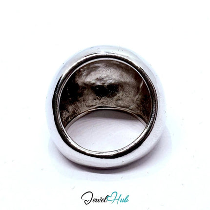 Silver - Plated Dome Zinc Alloy Ring – Bold Mirror Finish for Modern Presence | Fixed Size UK M - JewelHub.co.uk